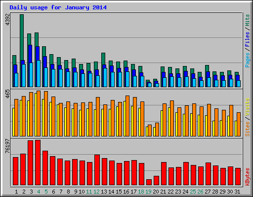 Daily usage for January 2014