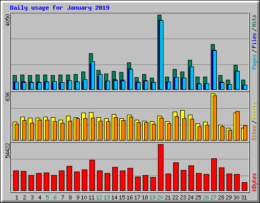 Daily usage for January 2019