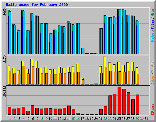 Daily usage for February 2020