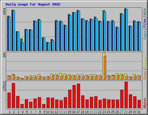 Daily usage for August 2022