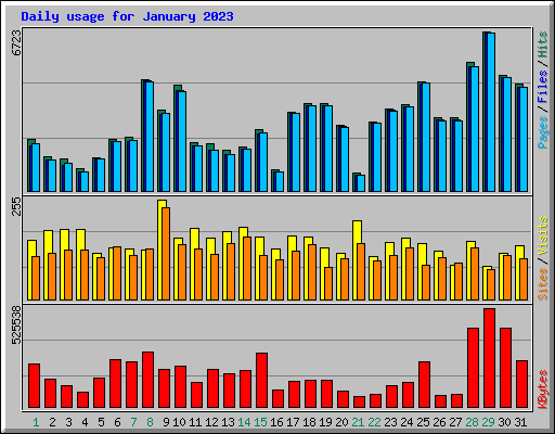 Daily usage for January 2023