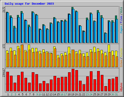 Daily usage for December 2023