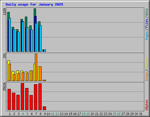 Daily usage for January 2025