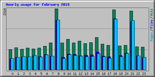 Hourly usage for February 2019