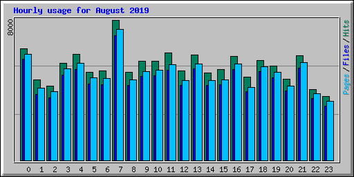 Hourly usage for August 2019